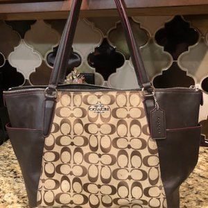 Coach Signature Leather & Canvas "C" Brown Tote